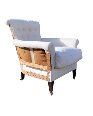 A        Edwardian 'Woodstock' style mahogany upholstered armchair: Image 1