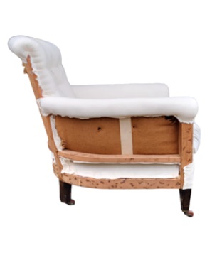 A        Edwardian 'Woodstock' style mahogany upholstered armchair: Image 3