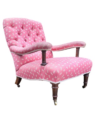 A       late Victorian walnut upholstered open armchair: Image 2
